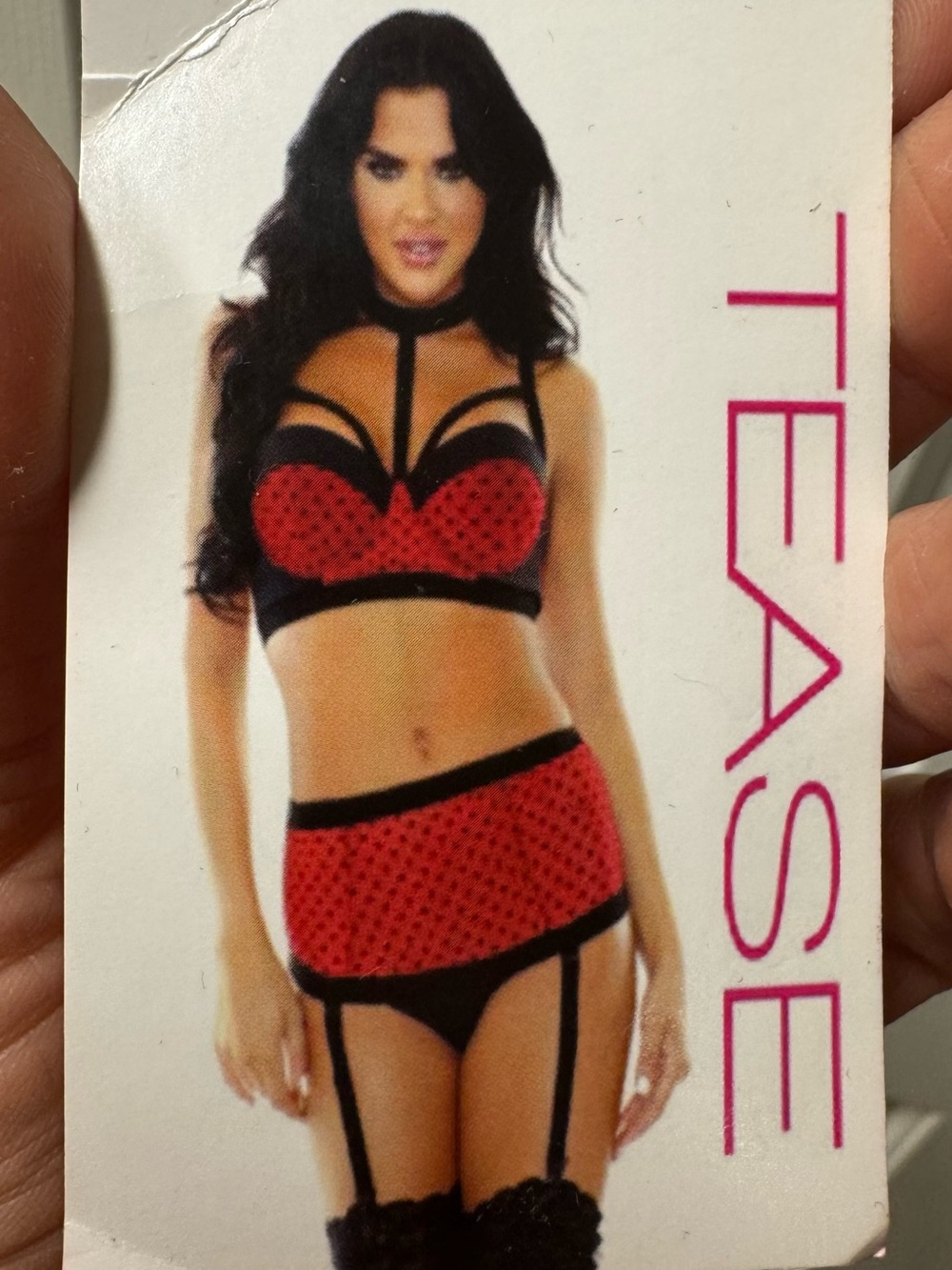 Tease Red & Black Lace Bralette and Garter Set S